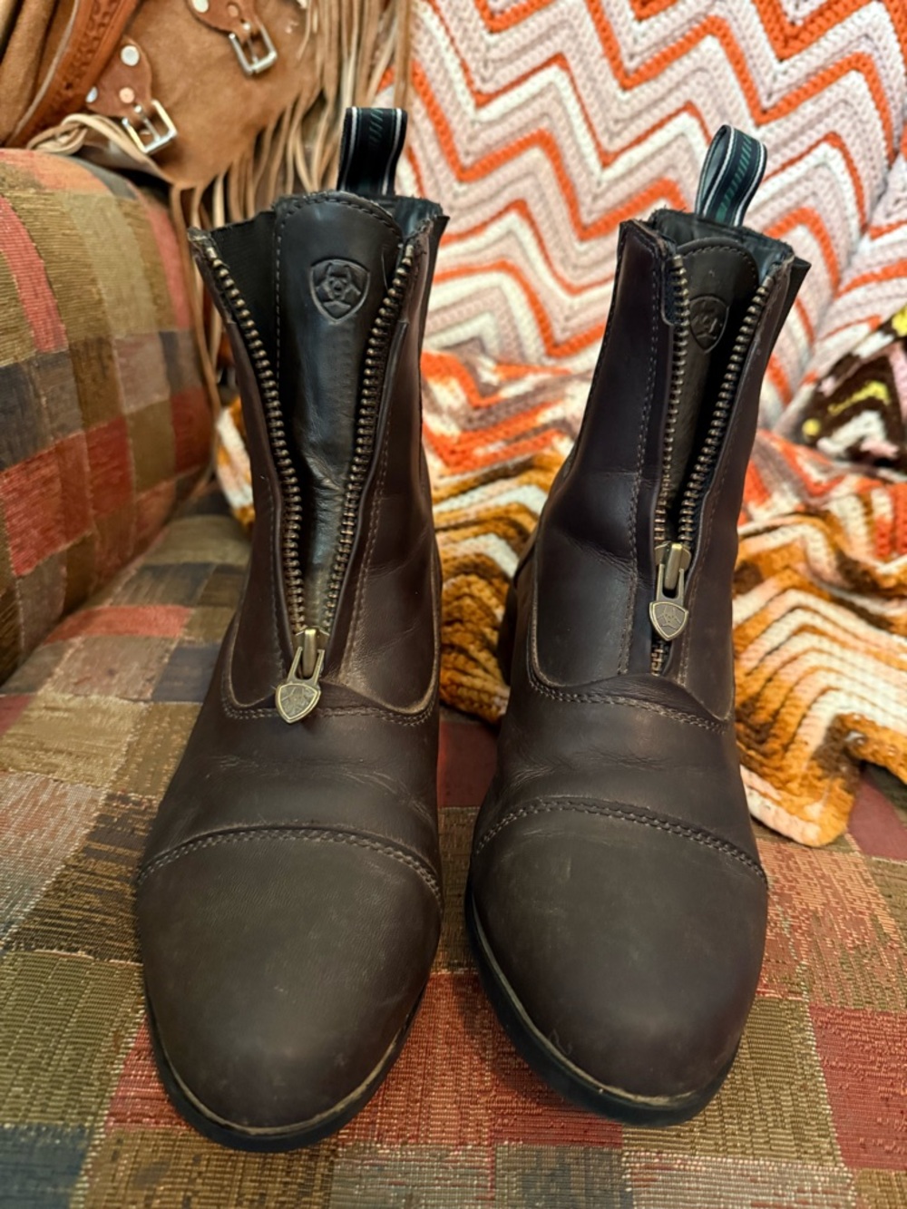 Ariat Dark Brown Heritage Zip Leather Paddock Boots - Picture 4 of 7